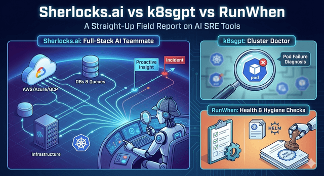 Sherlocks.ai vs k8sgpt vs RunWhen – A Straight-Up Field Report